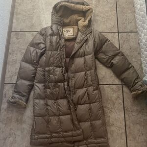 UGG Australia long brown puffer coat